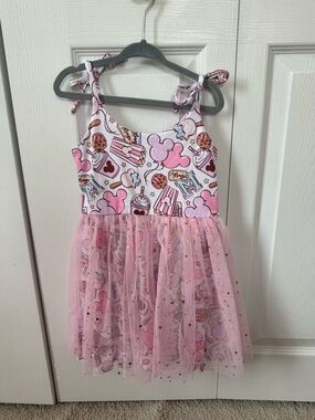 Pink Snack Print Tulle Party Dress Disney 4t